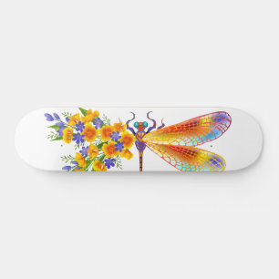 Yellow Flower Dragonfly Skateboard