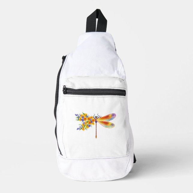 Yellow Flower Dragonfly Sling Bag (Front)