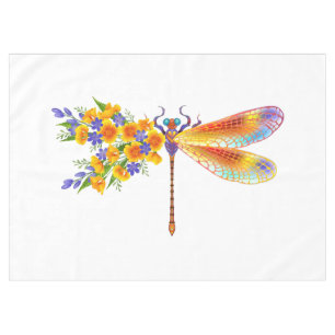 Yellow Flower Dragonfly Tablecloth
