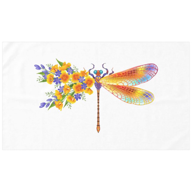 Yellow Flower Dragonfly Tablecloth (Front (Horizontal))