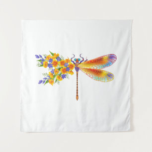 Yellow Flower Dragonfly Tapestry