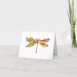 Yellow Flower Dragonfly Thank You Card