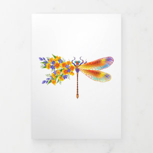 Yellow Flower Dragonfly Tri-Fold Announcement