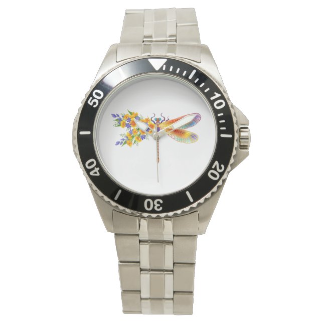 Yellow Flower Dragonfly Watch (Front)