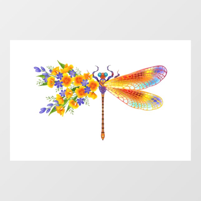Yellow Flower Dragonfly Window Cling (Sheet)