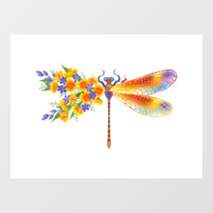 Yellow Flower Dragonfly Window Cling