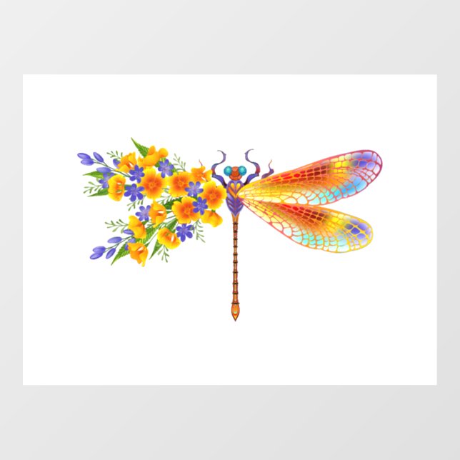 Yellow Flower Dragonfly Window Cling (Sheet)