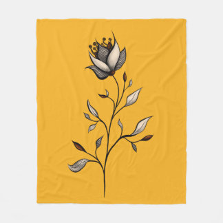 Yellow Flower Elegant Stylish Abstract Fleece Blanket