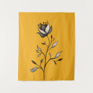 Yellow Flower Elegant Stylish Abstract Tapestry