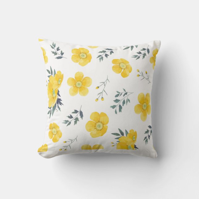 yellow flower fabric pillow design (Front)