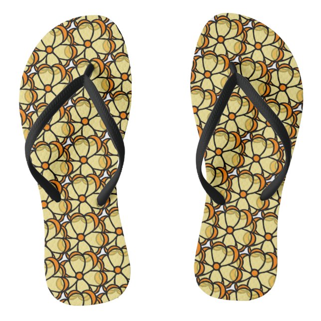 Yellow Flower Flip Flops (Footbed)