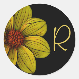 Yellow Flower Floral Daisy Monogram Sticker