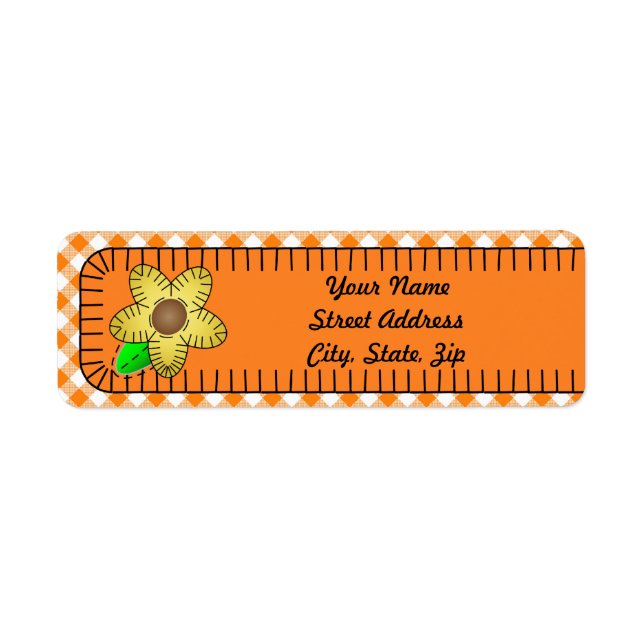 Yellow Flower GinBackground Return Address Sticker (Front)
