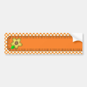 Yellow Flower Gingham Background Bumper Sticker