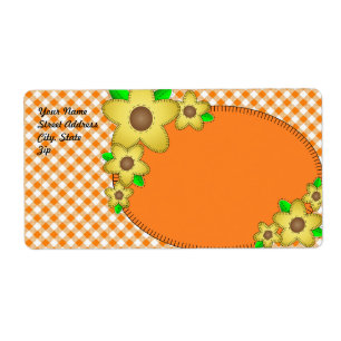 Yellow Flower  Gingham Background Shipping Label