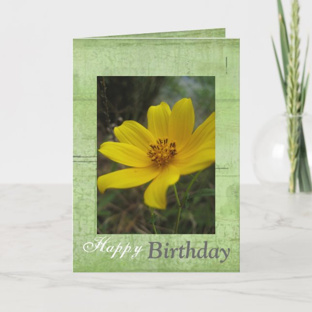 Yellow Flower Happy Birthday card (Front)