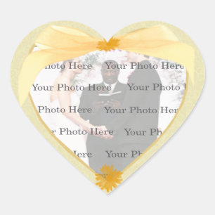 Yellow Flower Heart Photo Stickers