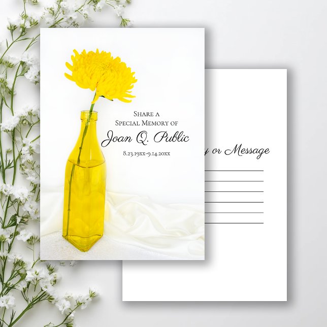 Yellow Flower in Vase Share a Memory Funeral Card (Creator Uploaded)