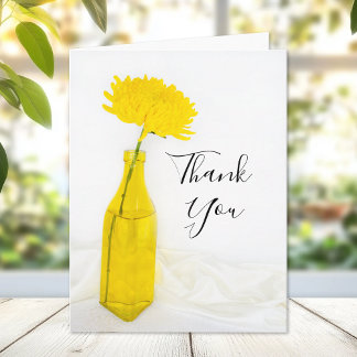 Yellow Flower in Vase Wedding Thank You Card