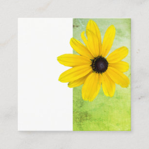 yellow  flower lime  green and white minimalist  square business card