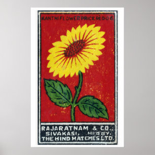 Yellow FLower - Matchbox Print - Czech Wall Art