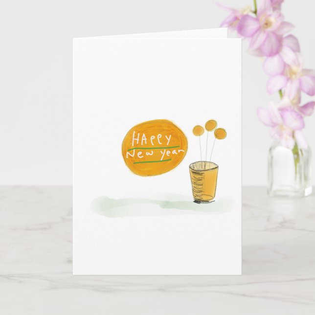 yellow　flower　new year card (Orchid)