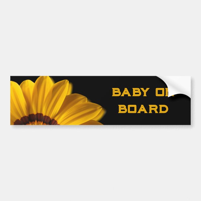 Yellow flower on  black background bumper sticker (Front)