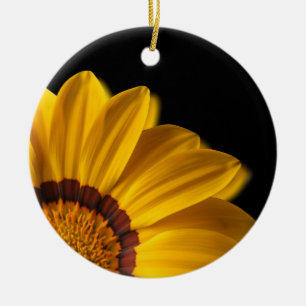 Yellow flower on black background ceramic tree decoration