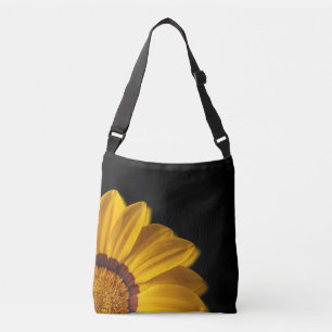 Yellow flower on  black background crossbody bag