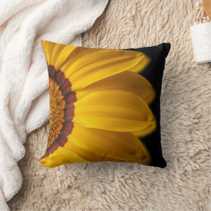 Yellow flower on black background cushion