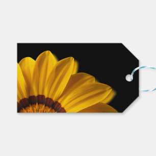 Yellow flower on black background gift tags