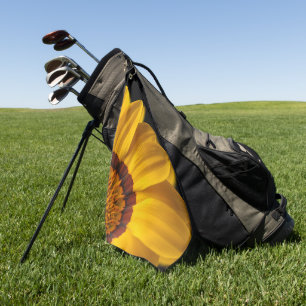 Yellow flower on black background golf towel