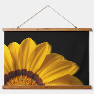 Yellow flower on black background hanging tapestry