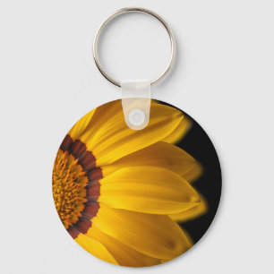Yellow flower on  black background key ring