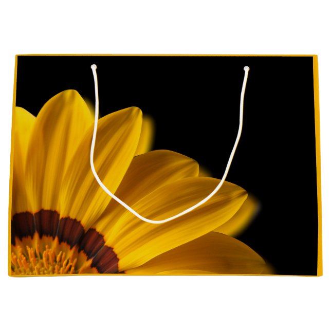 Yellow flower on  black background large gift bag (Front)