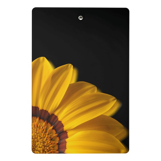 Yellow flower on  black background mini clipboard (Back)