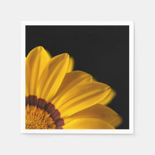Yellow flower on  black background napkin