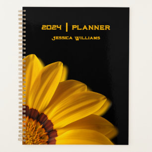 Yellow flower on  black background planner