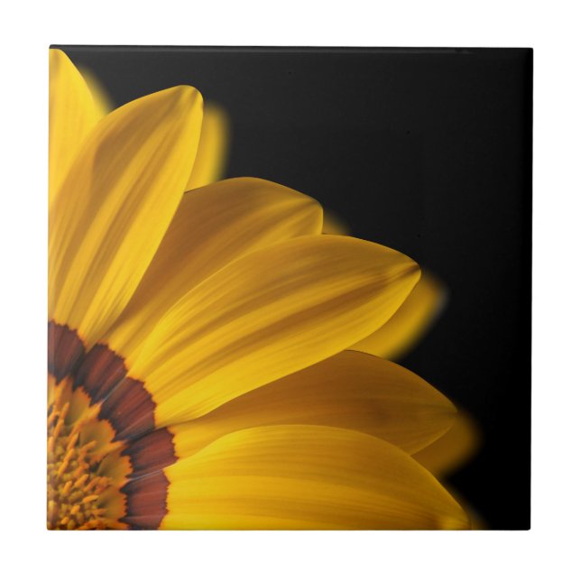 Yellow flower on  black background tile (Front)