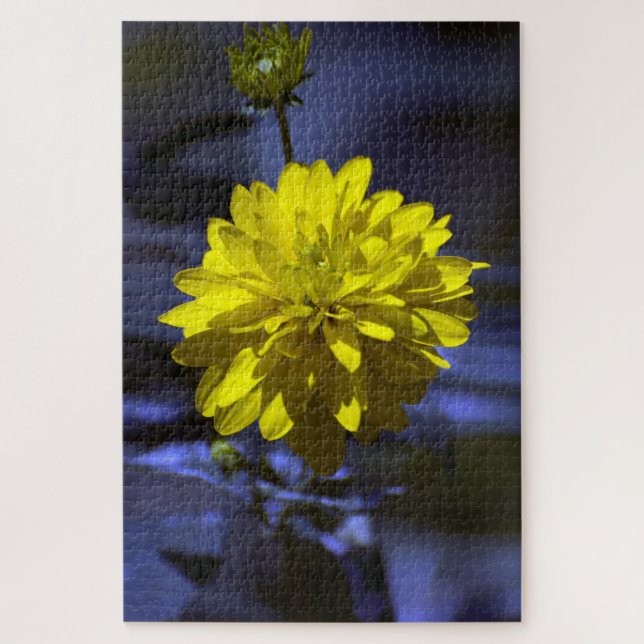 Yellow flower over blue background jigsaw puzzle (Vertical)