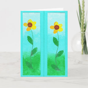 Yellow flower painting, bookmark greeting cards