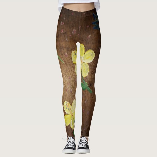 yellow flower painting leggings (Front)