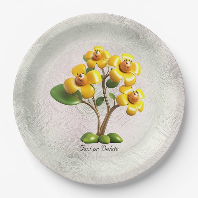 Yellow Flower Paper Plate (Front)