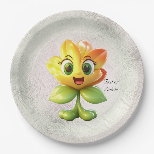 Yellow Flower Paper Plate (Front)