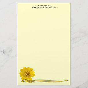 Yellow Flower Photo and Filigree Personalised Stationery