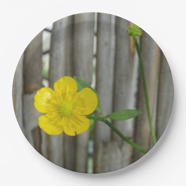 Yellow flower photo Custom Paper Plates 9 in (Front)