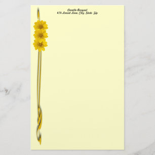 Yellow Flower Photo Filigree Border Template Stationery