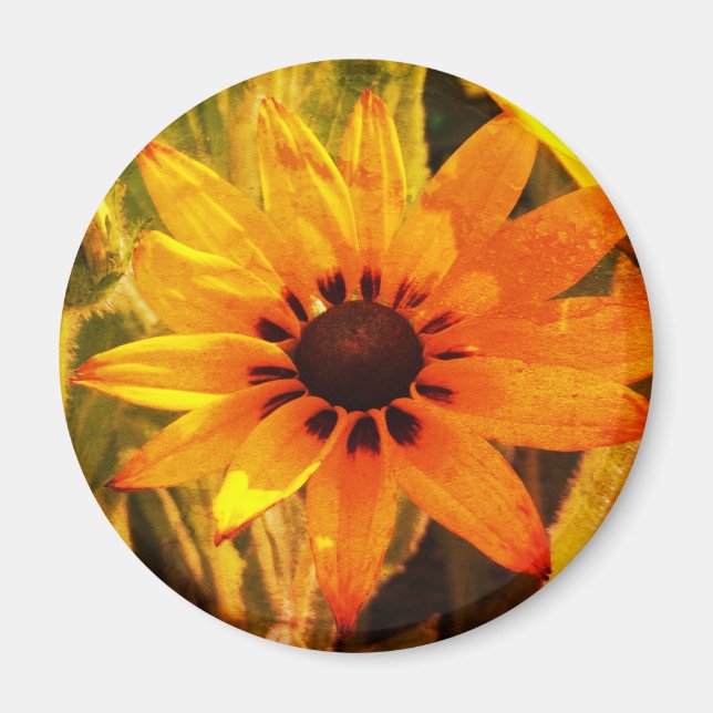 Yellow Flower Photo Round Magnet (Front)