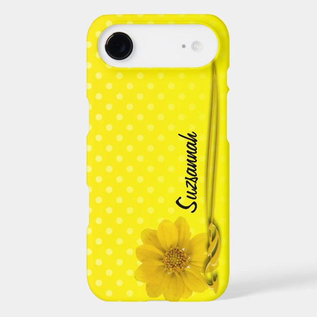 Yellow Flower Photo Scroll Polka Dot Personalised  (Back)