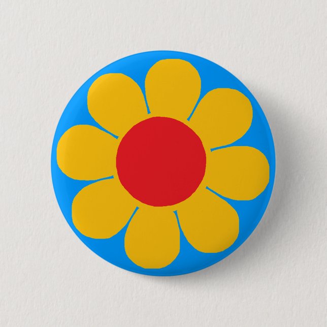 Yellow Flower Power 6 Cm Round Badge (Front)